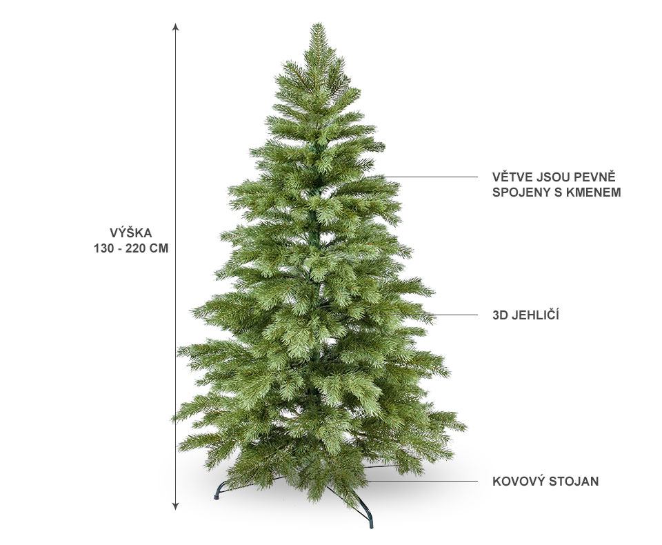 Jedle s 3D jehličím - 130 - 220 cm 